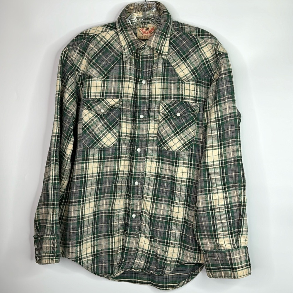 Vintage Buffalo Bill Western Green Button Up Shirt Large